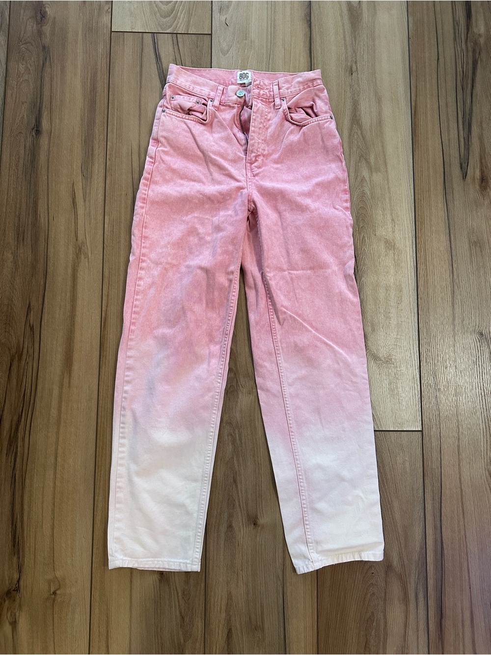 BDG Pink to Cream High-Rise Straight Jeans